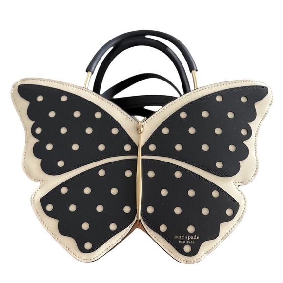 Kate Spade Wing It Polka Dot Wicker Butterfly Satchel - Brand New & Rare - Picture 10 of 14